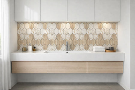 Waschbeckenrückwand Fliesenoptik
