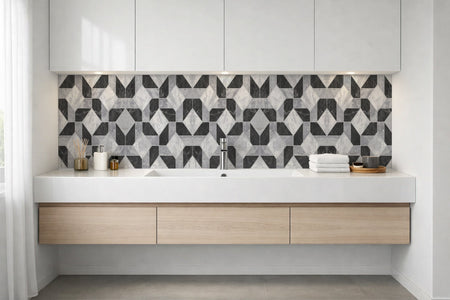 Waschbeckenrückwand Fliesenoptik