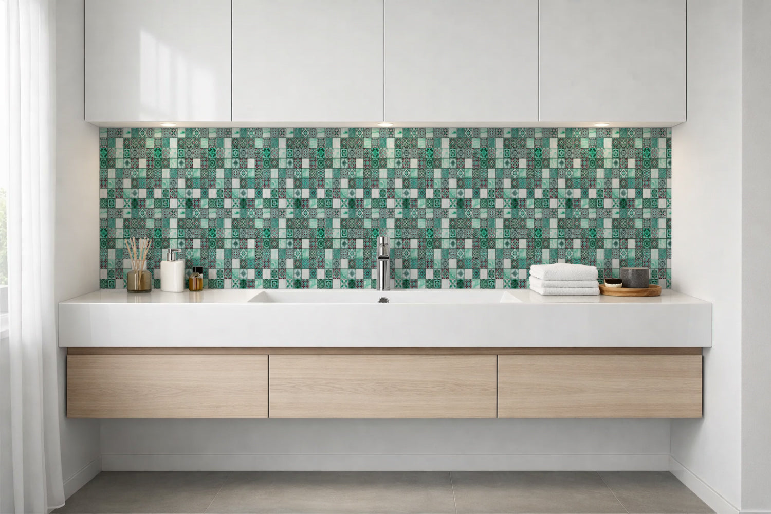 Waschbeckenrückwand Fliesenoptik