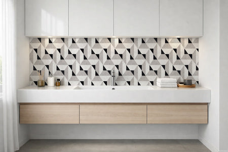 Waschbeckenrückwand Fliesenoptik