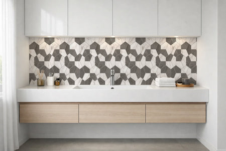Waschbeckenrückwand Fliesenoptik