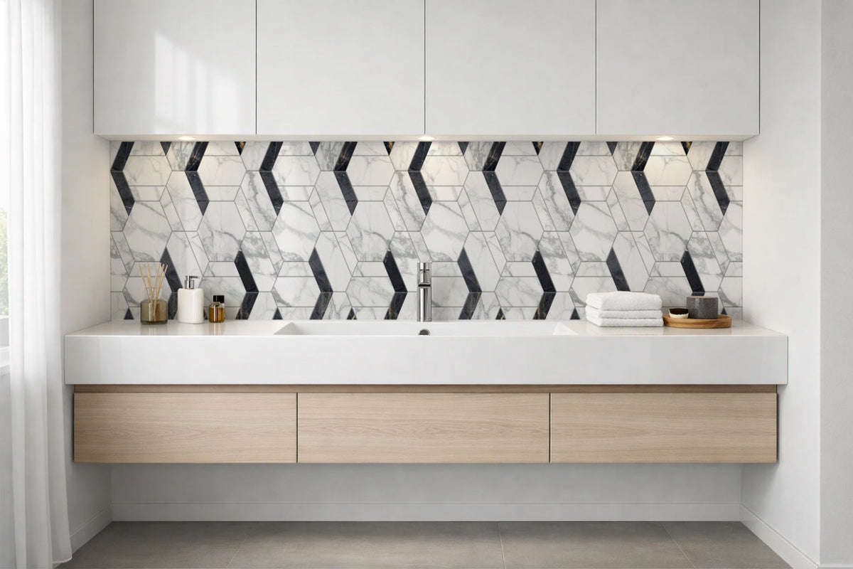 Waschbeckenrückwand Fliesenoptik