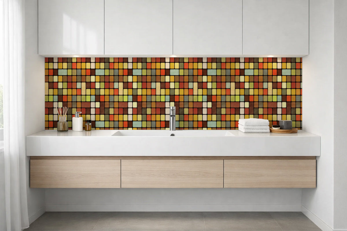 Waschbeckenrückwand Fliesenoptik