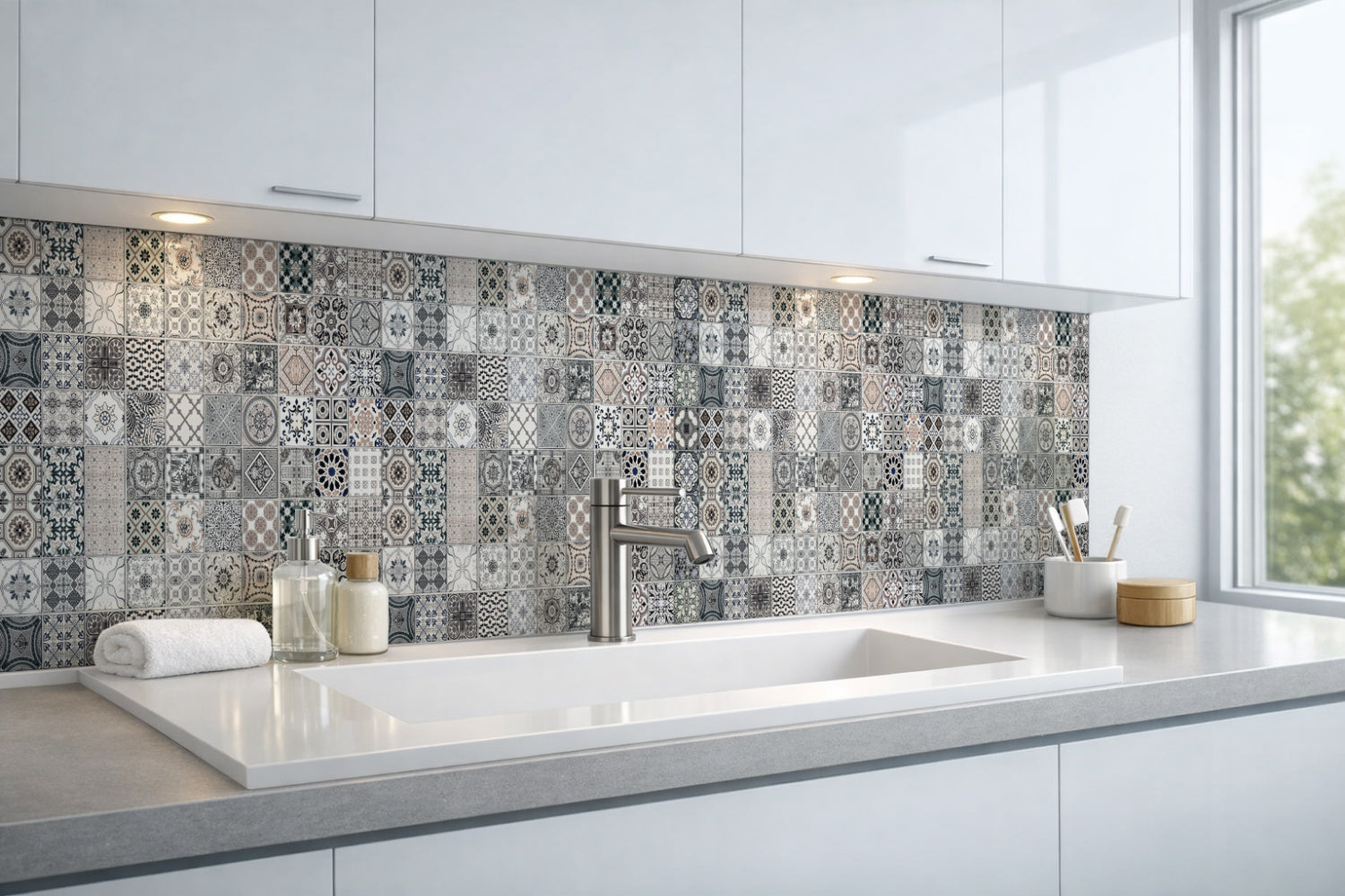 Waschbeckenrückwand Patchwork