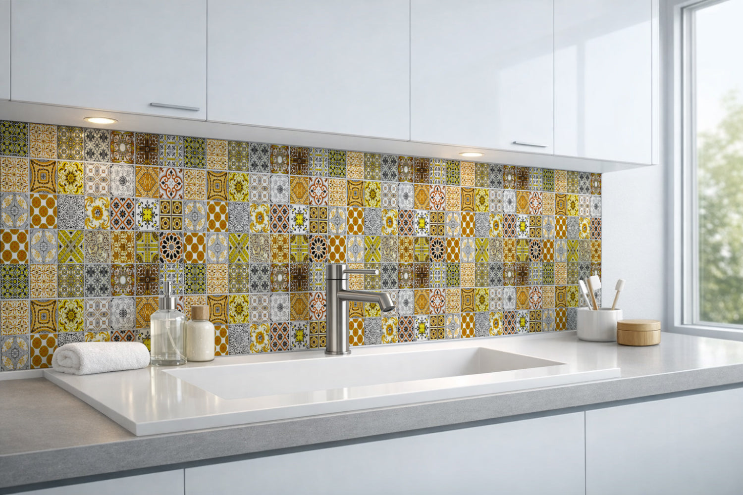 Waschbeckenrückwand Patchwork