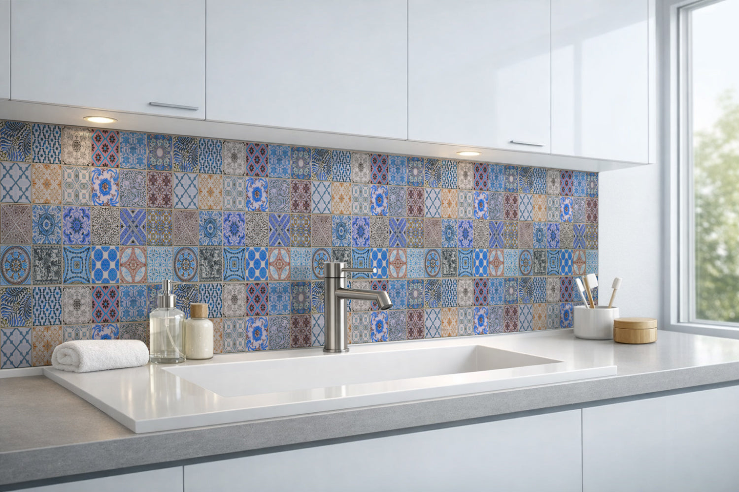 Waschbeckenrückwand Patchwork