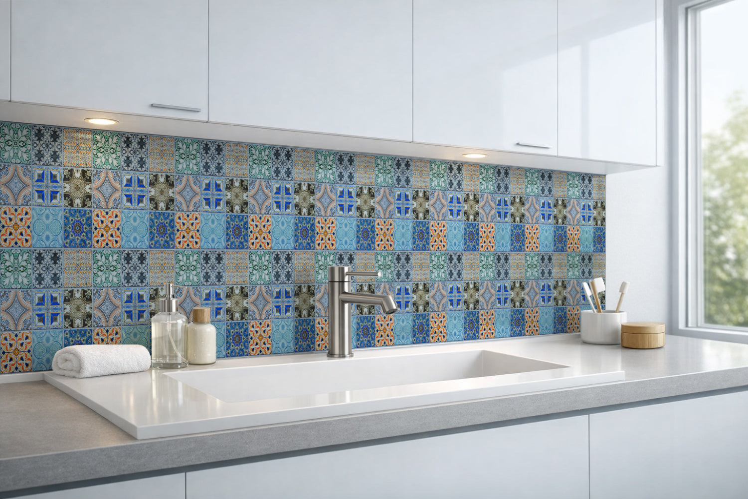 Waschbeckenrückwand Patchwork