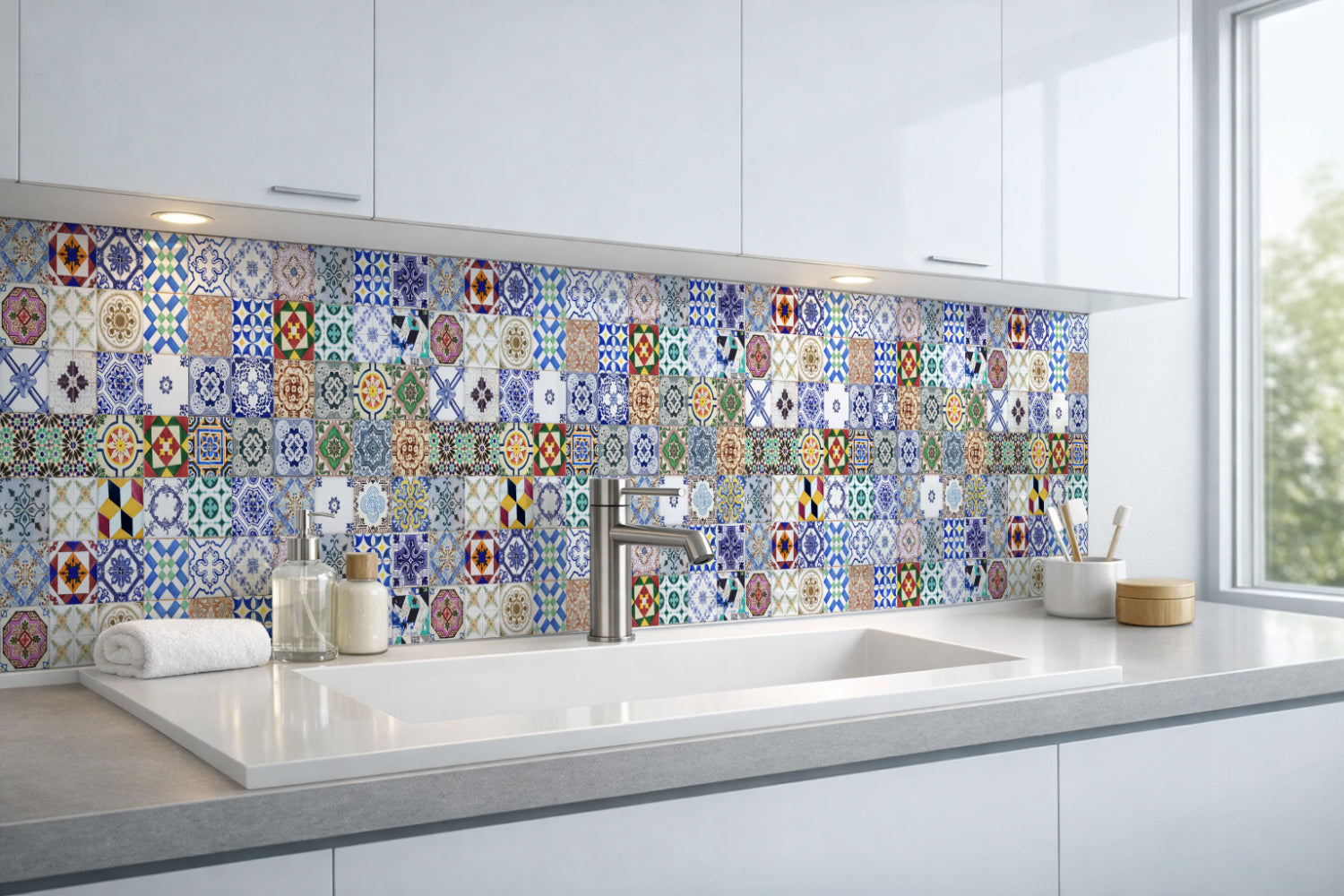 Waschbeckenrückwand Patchwork