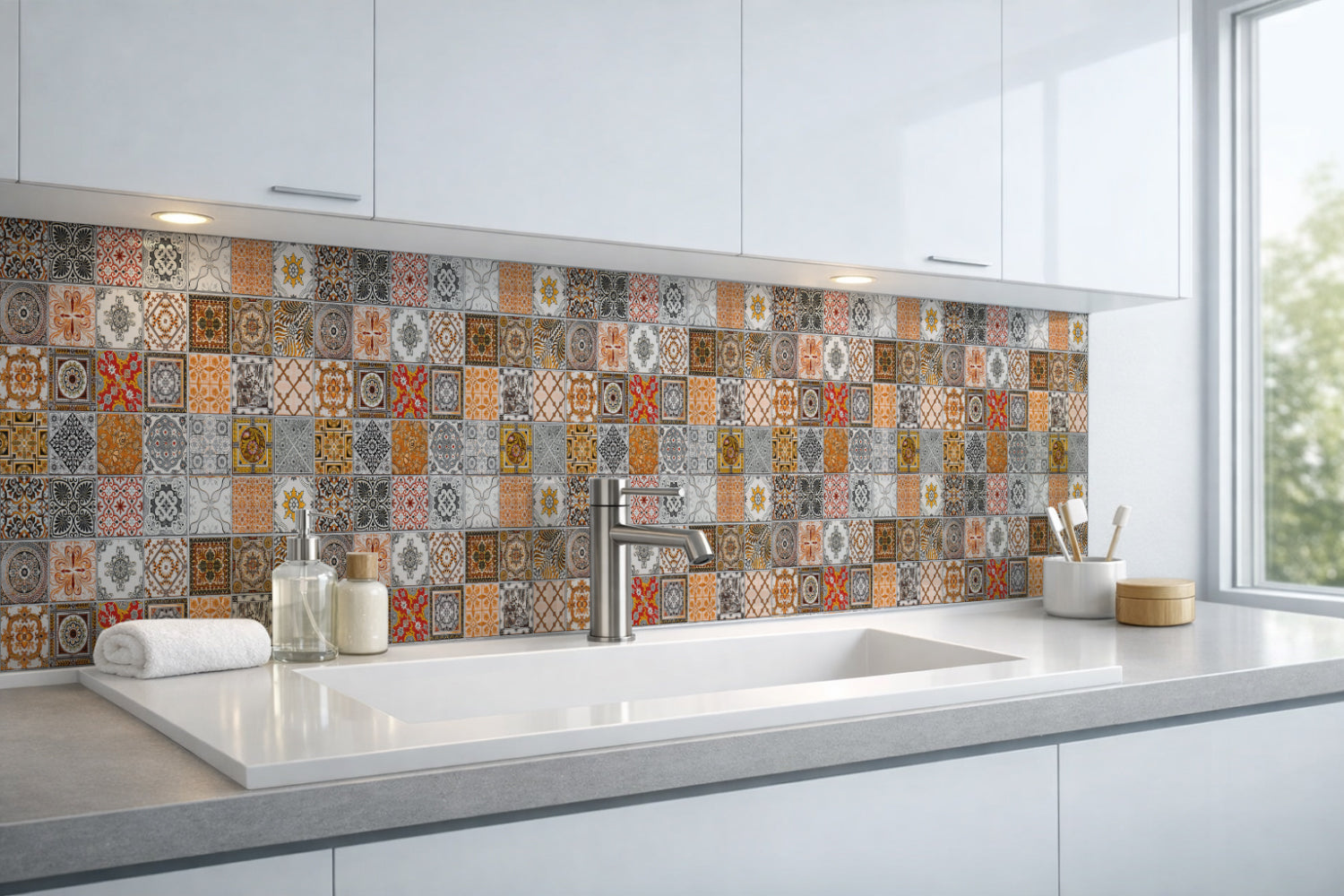 Waschbeckenrückwand Patchwork
