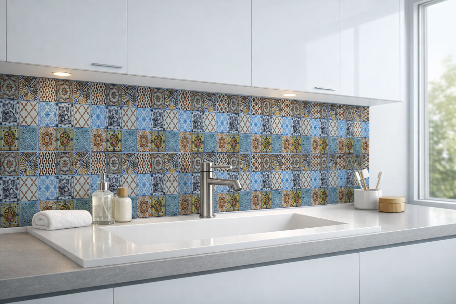 Waschbeckenrückwand Patchwork