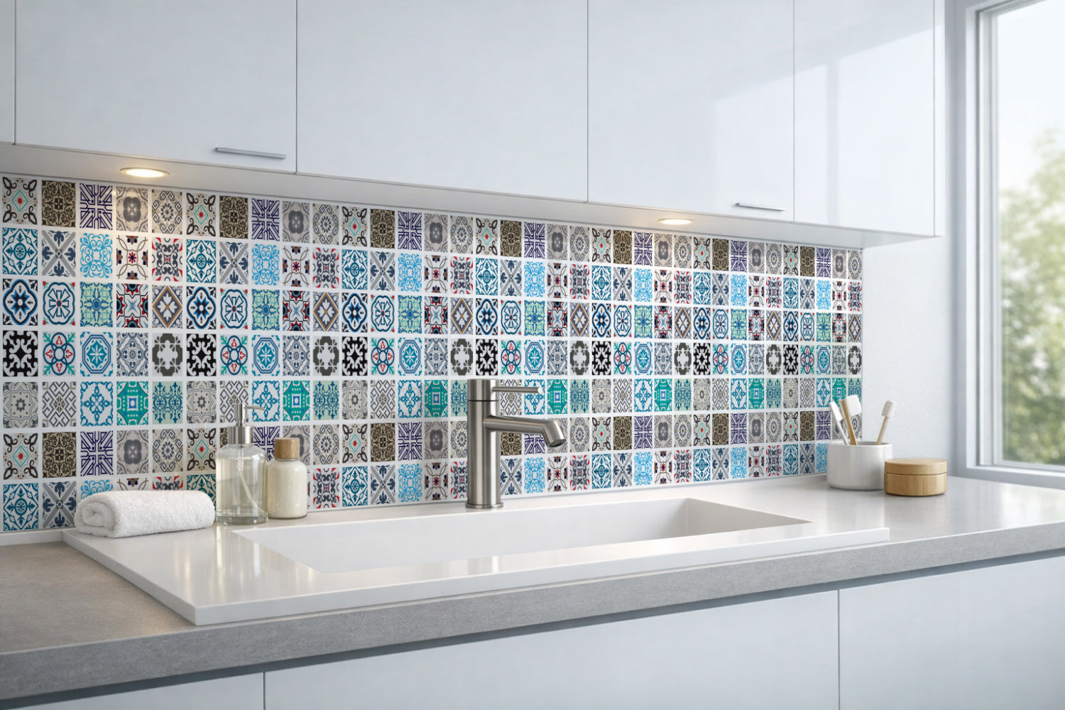 Waschbeckenrückwand Patchwork
