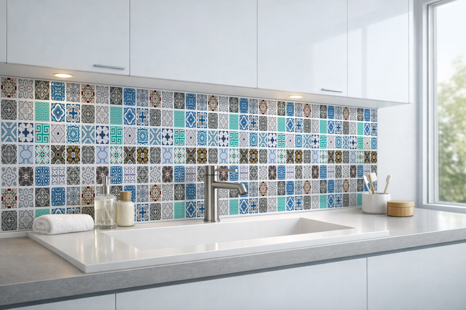 Waschbeckenrückwand Patchwork