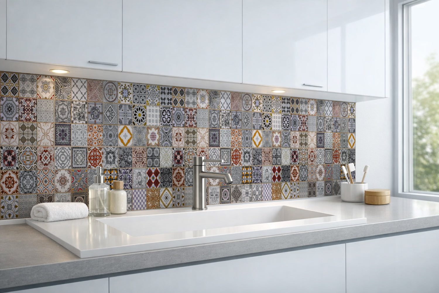 Waschbeckenrückwand Patchwork