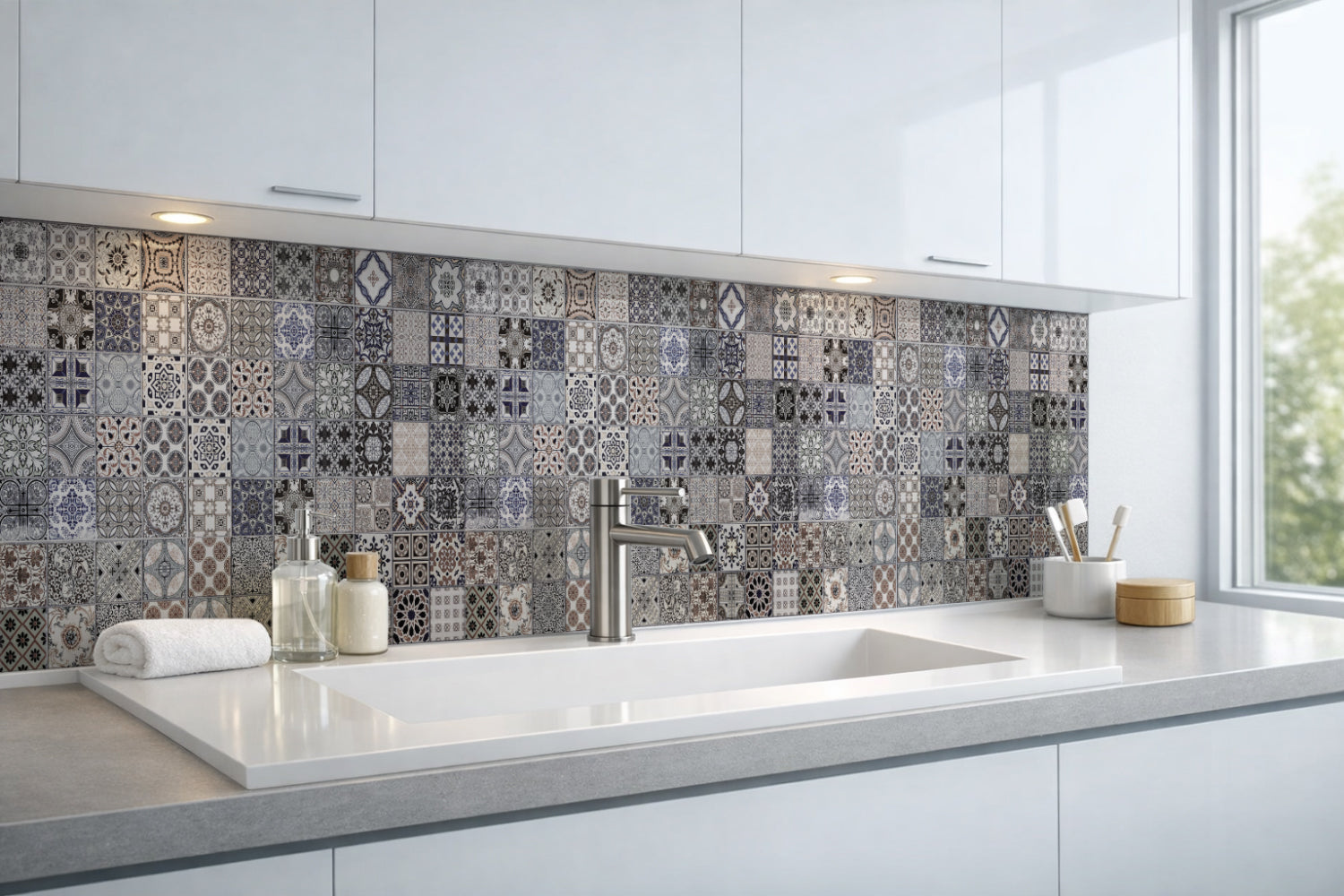 Waschbeckenrückwand Patchwork