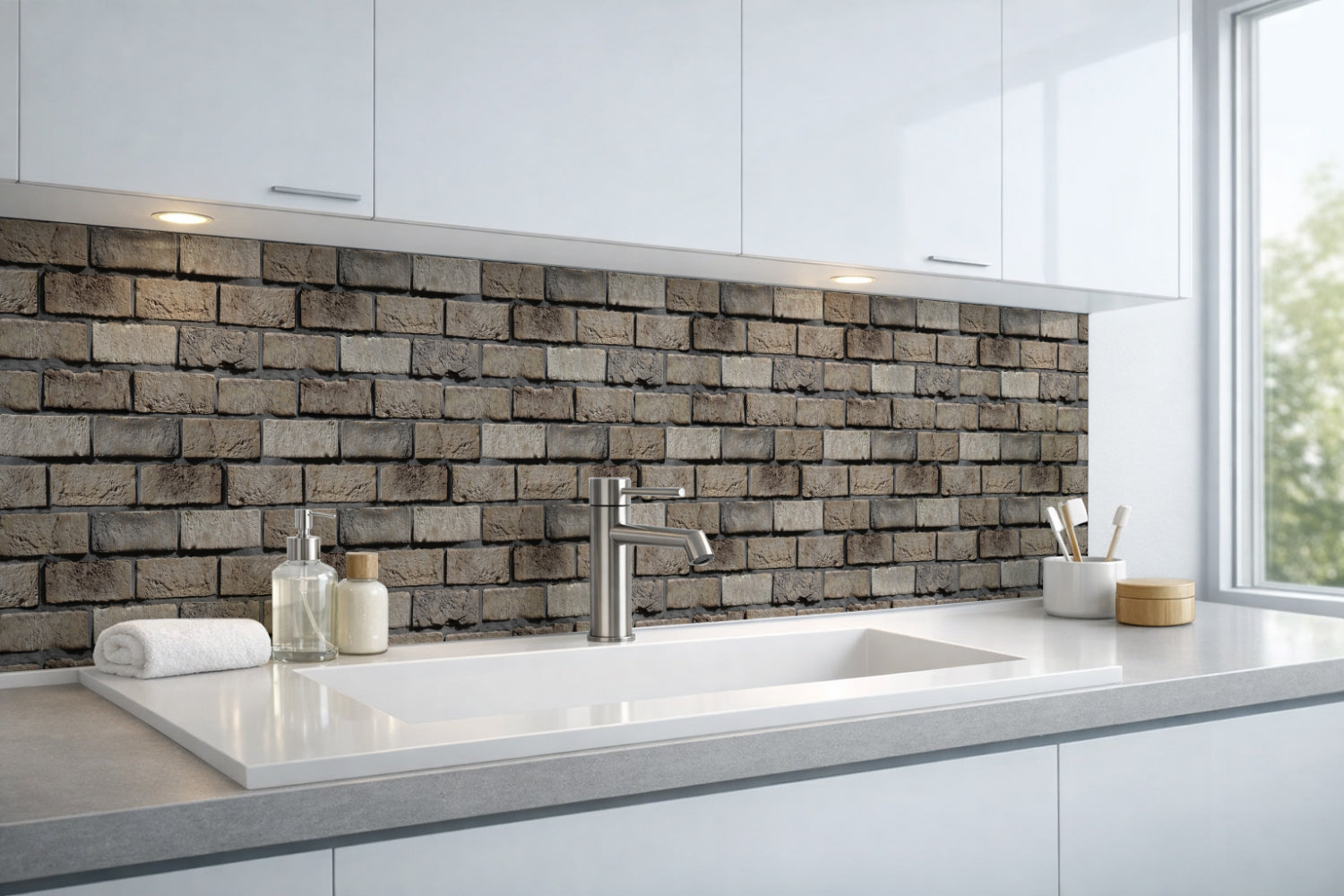 Waschbeckenrückwand Steinoptik