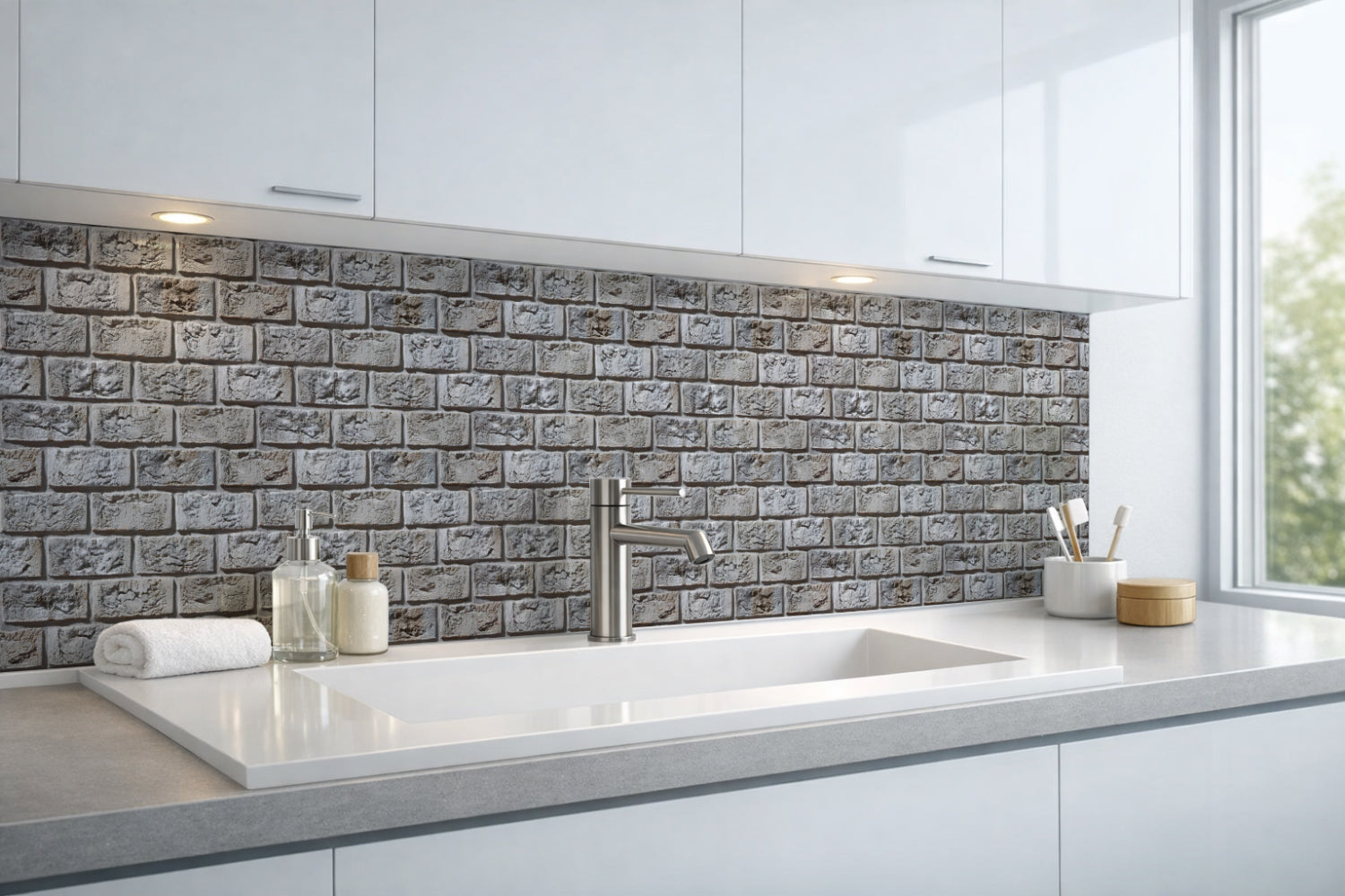 Waschbeckenrückwand Steinoptik