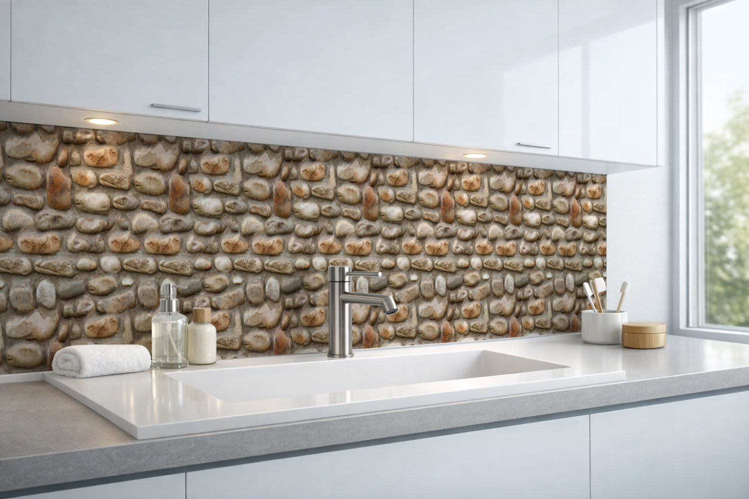 Waschbeckenrückwand Steinoptik