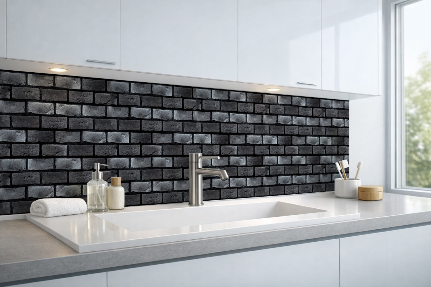 Waschbeckenrückwand Steinoptik