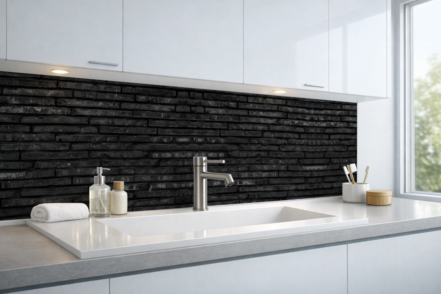 Waschbeckenrückwand Steinoptik