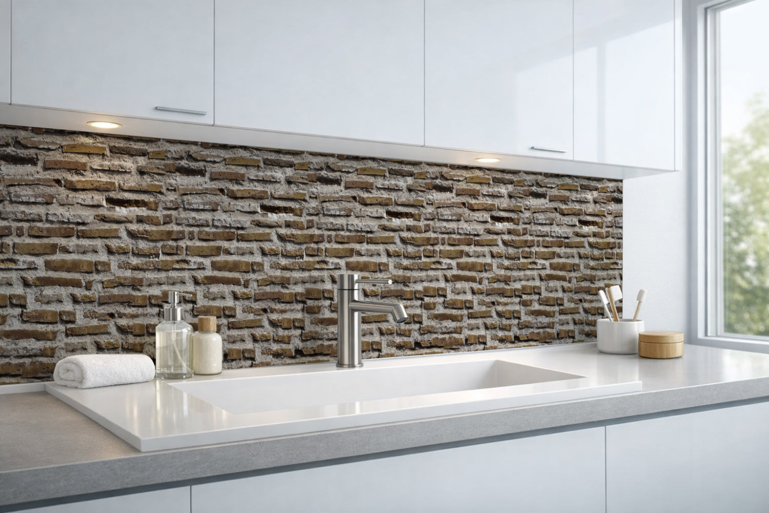 Waschbeckenrückwand Steinoptik