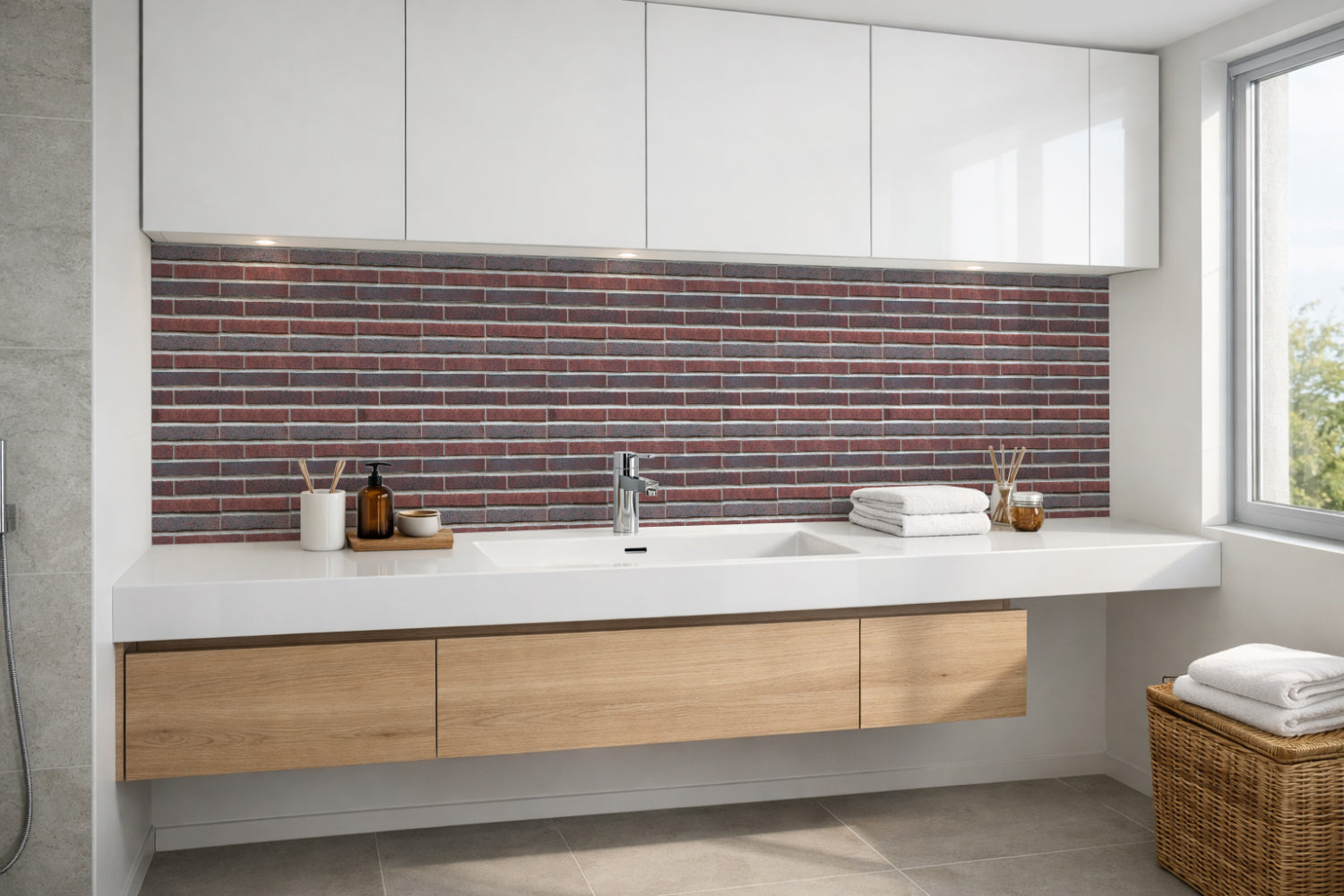Waschbeckenrückwand Steinoptik