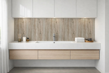Waschbeckenrückwand Holzoptik