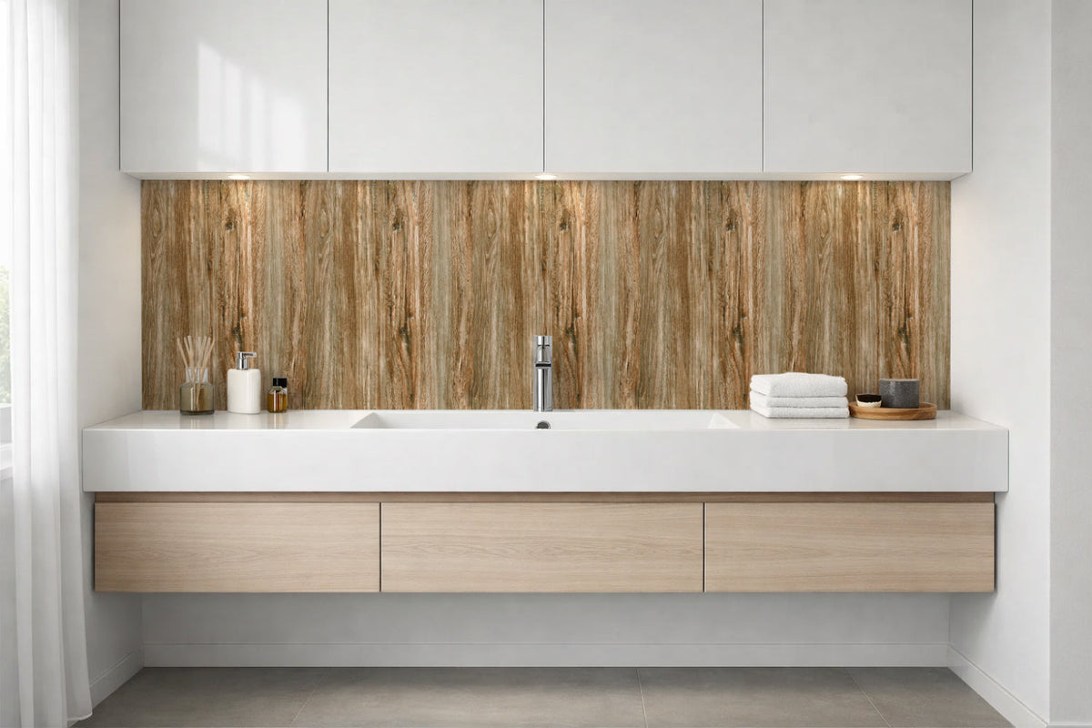 Waschbeckenrückwand Holzoptik