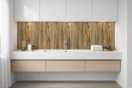 Waschbeckenrückwand Holzoptik