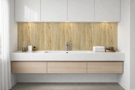Waschbeckenrückwand Holzoptik