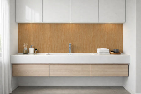Waschbeckenrückwand Holzoptik