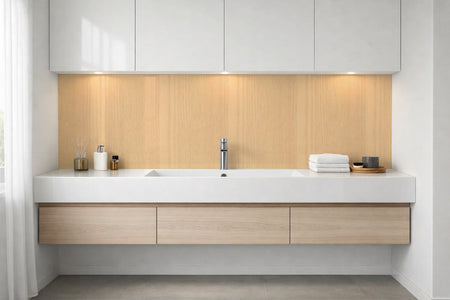 Waschbeckenrückwand Holzoptik