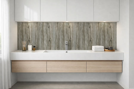 Waschbeckenrückwand Holzoptik