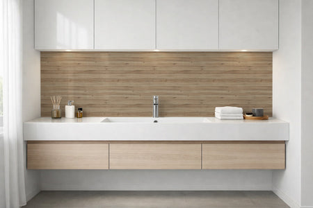 Waschbeckenrückwand Holzoptik