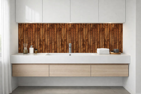 Waschbeckenrückwand Holzoptik