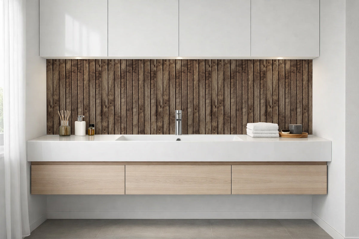 Waschbeckenrückwand Holzoptik
