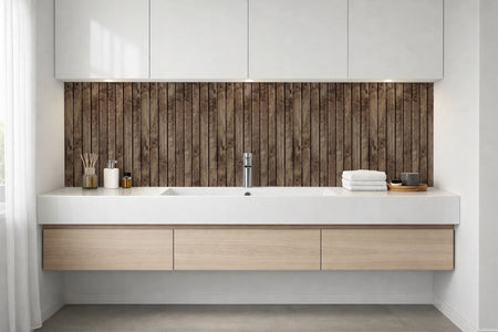 Waschbeckenrückwand Holzoptik