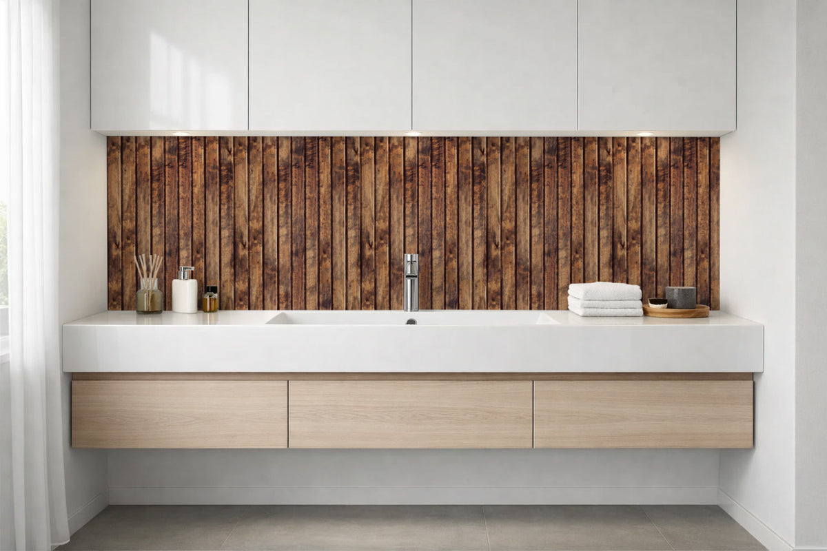 Waschbeckenrückwand Holzoptik