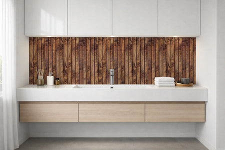 Waschbeckenrückwand Holzoptik