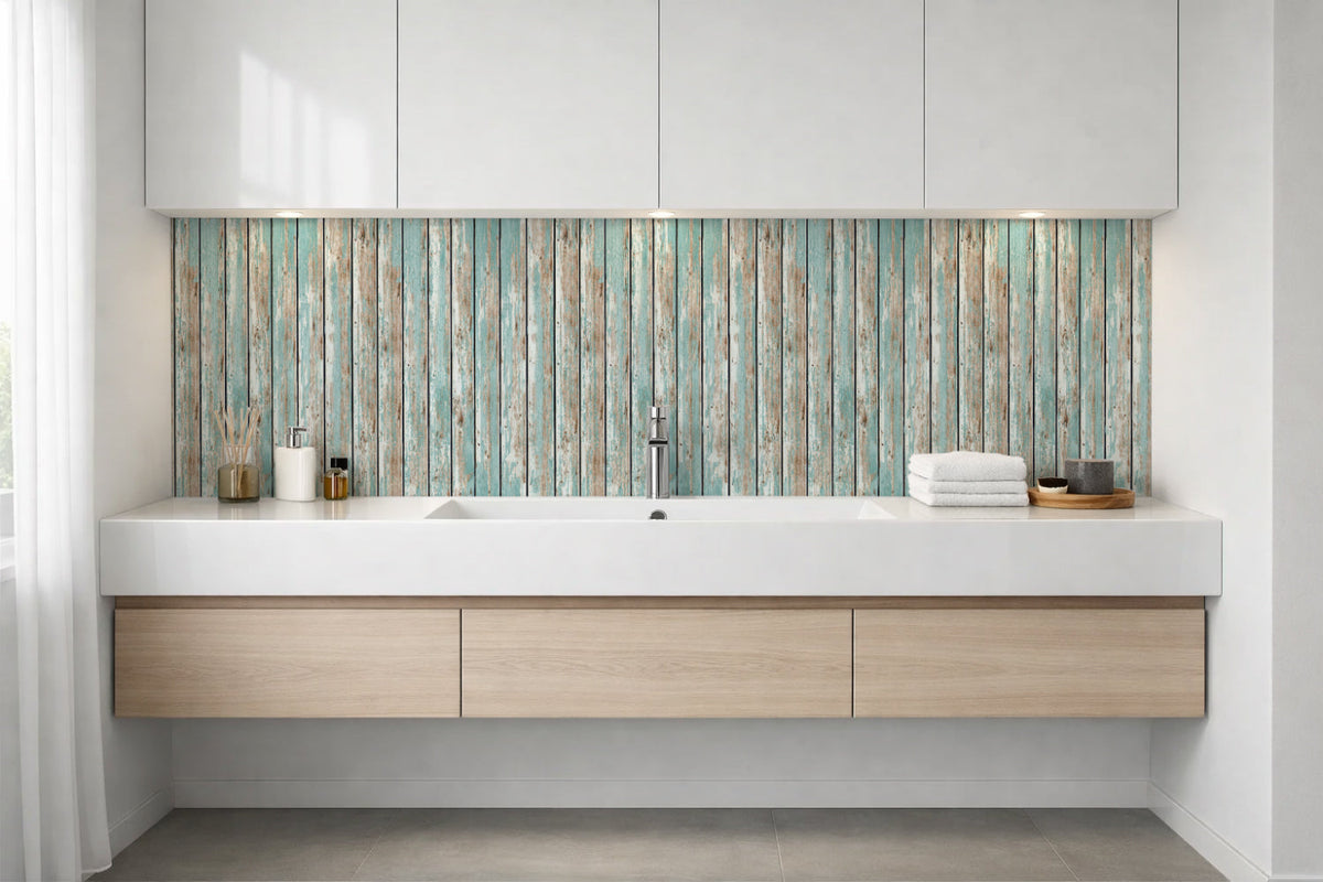 Waschbeckenrückwand Holzoptik