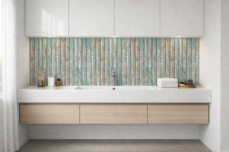 Waschbeckenrückwand Holzoptik