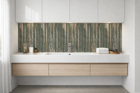 Waschbeckenrückwand Holzoptik