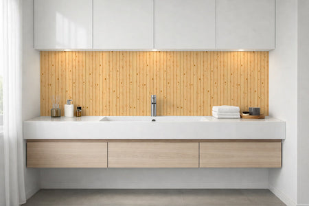 Waschbeckenrückwand Holzoptik