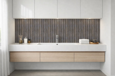 Waschbeckenrückwand Holzoptik