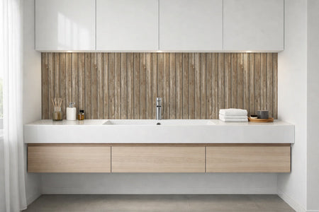 Waschbeckenrückwand Holzoptik