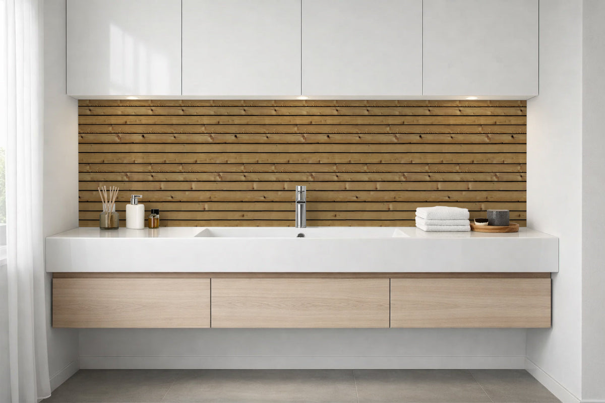 Waschbeckenrückwand Holzoptik