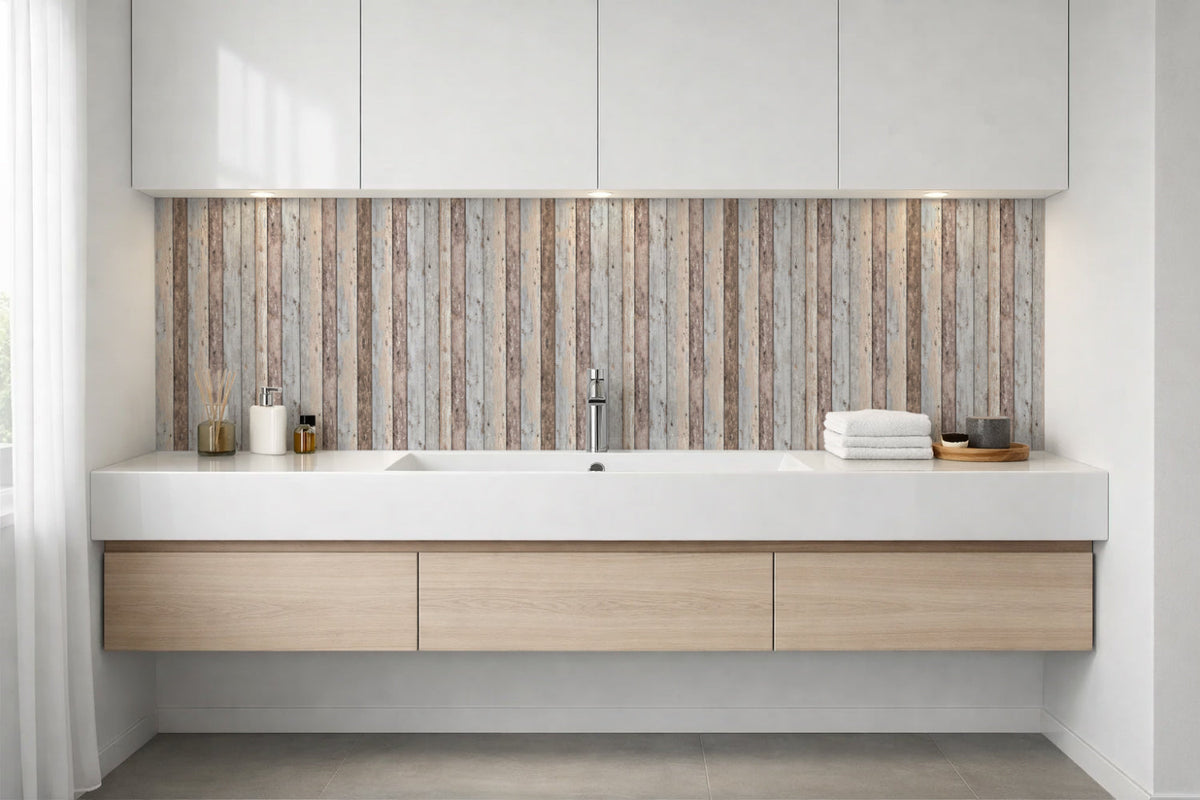 Waschbeckenrückwand Holzoptik