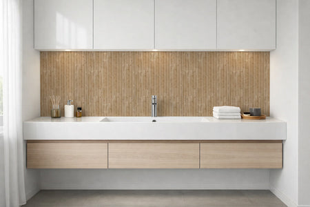 Waschbeckenrückwand Holzoptik