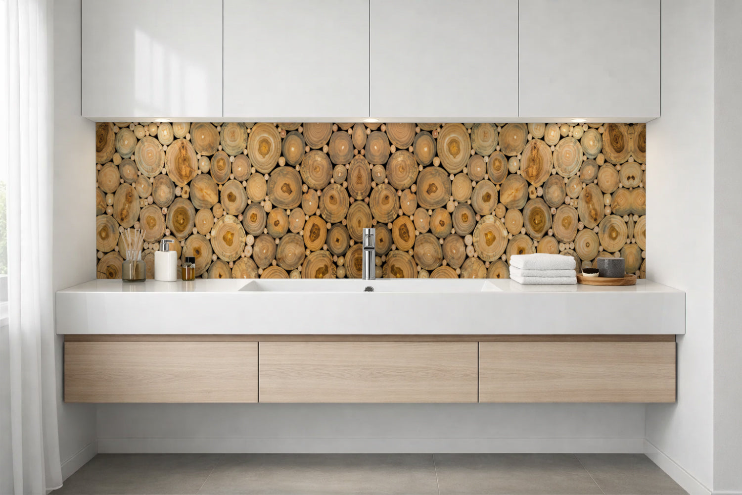 Waschbeckenrückwand Holzoptik