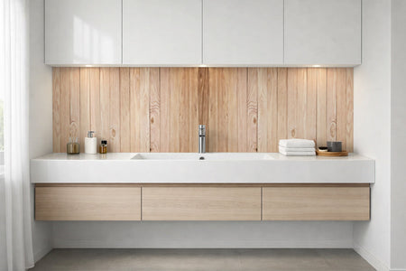 Waschbeckenrückwand Holzoptik