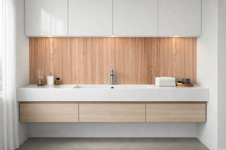 Waschbeckenrückwand Holzoptik